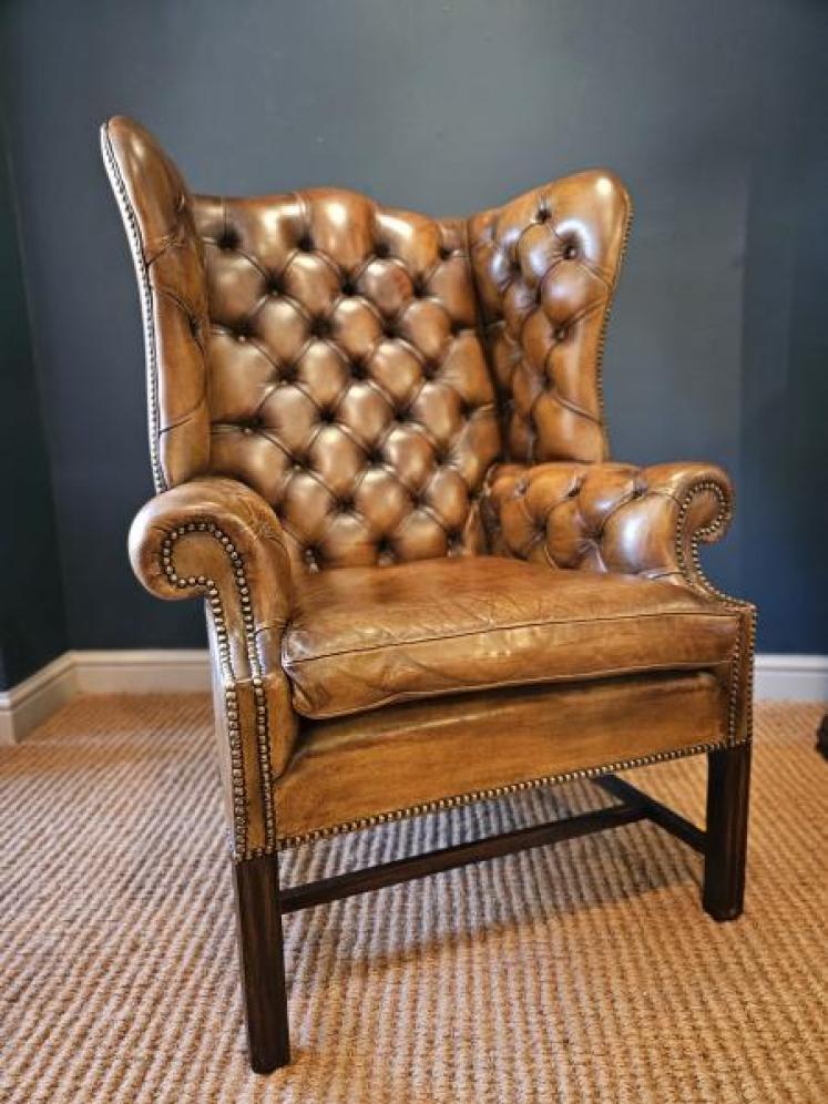 1920's Leather Wing Back Arm Chair - Image 1
