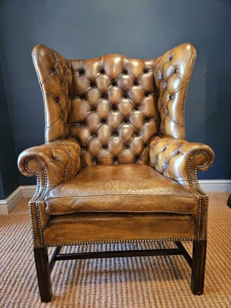 1920's Leather Wing Back Arm Chair - Image 2