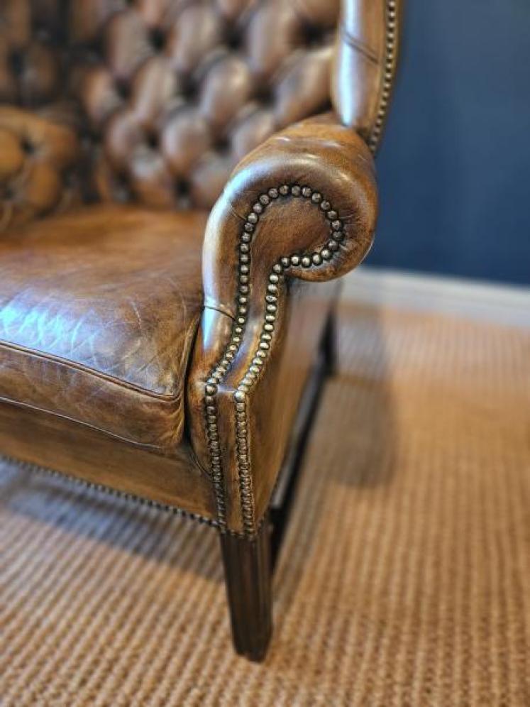 1920's Leather Wing Back Arm Chair - Image 4