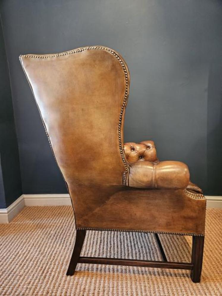 1920's Leather Wing Back Arm Chair - Image 5