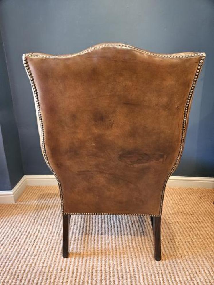 1920's Leather Wing Back Arm Chair - Image 6