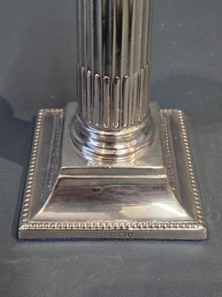 Victorian Silver Reeded Column Candlesticks - Image 2