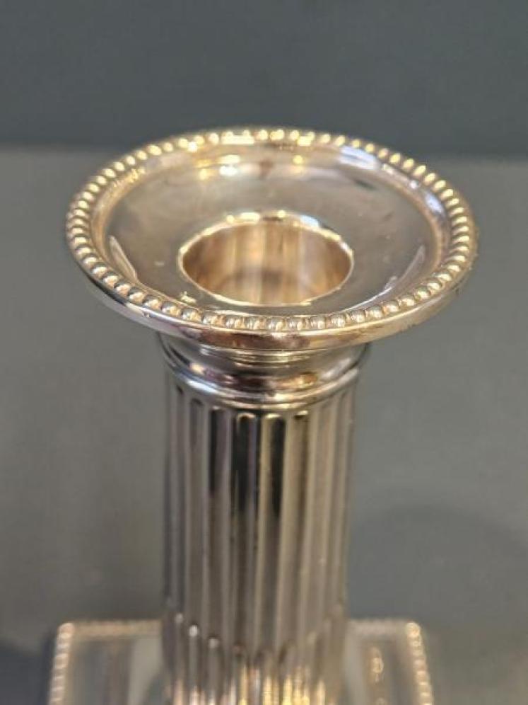 Victorian Silver Reeded Column Candlesticks - Image 4