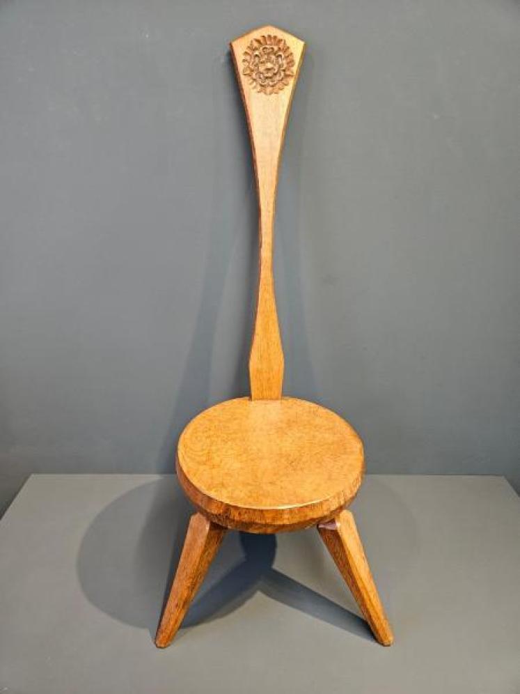 Jack Gimble Adzed Oak Back Stool - Image 1
