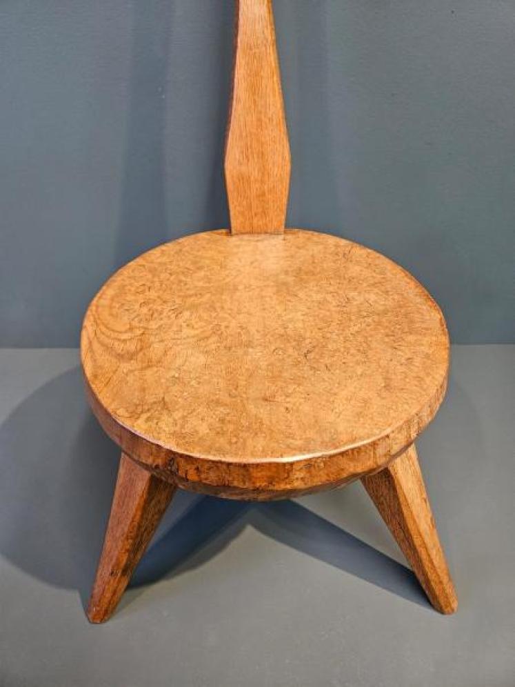 Jack Gimble Adzed Oak Back Stool - Image 3