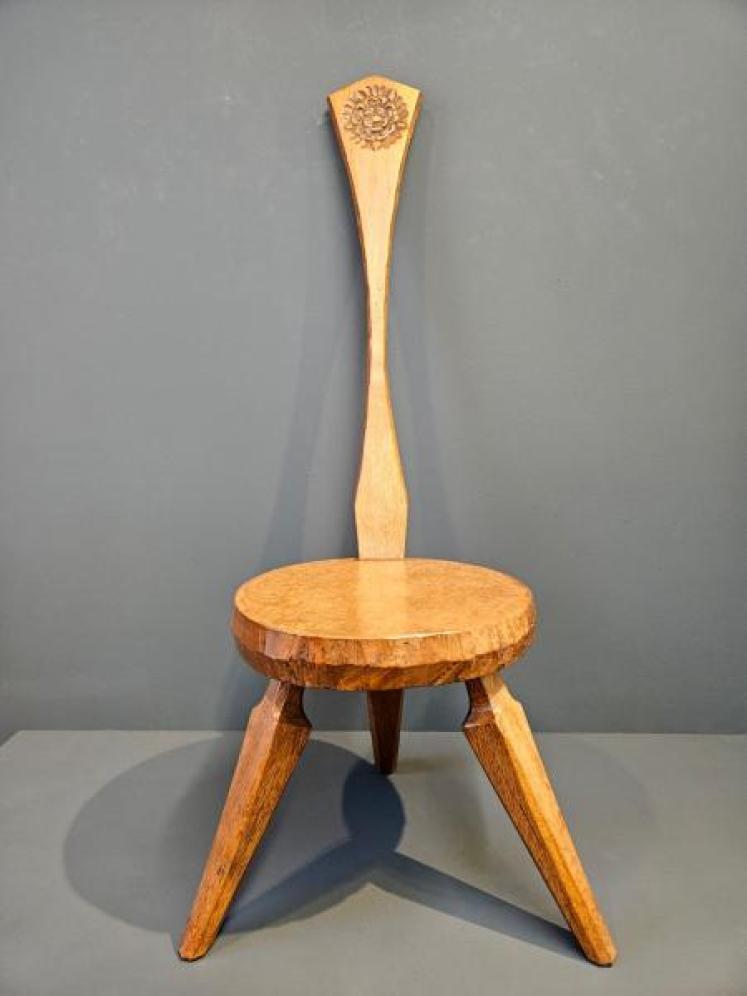 Jack Gimble Adzed Oak Back Stool - Image 4