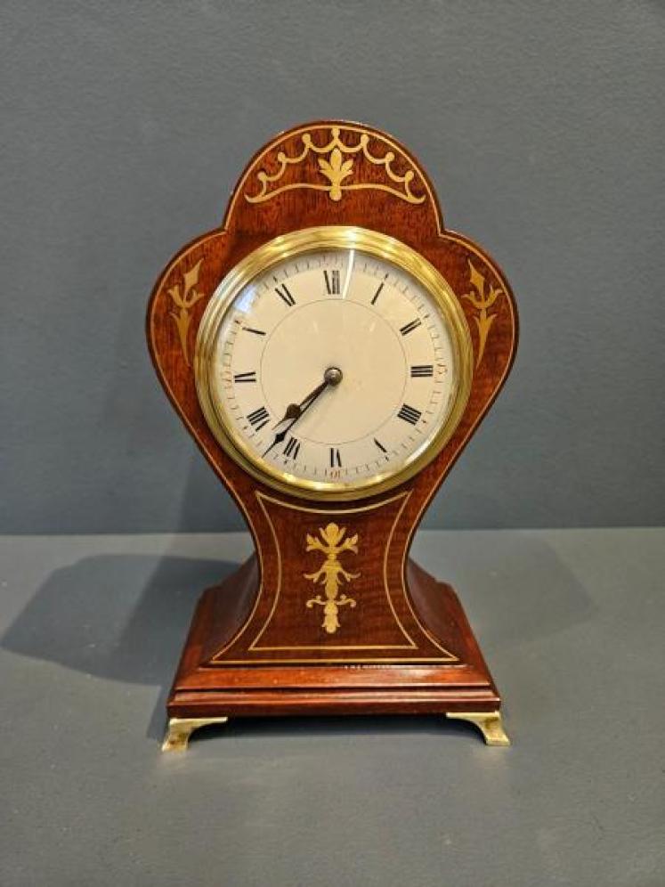 Aspreys Brass Inlaid Edwardian Mantel Clock - Image 1