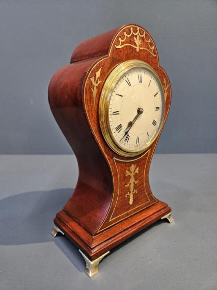 Aspreys Brass Inlaid Edwardian Mantel Clock - Image 2
