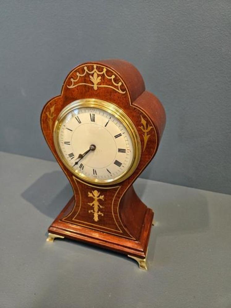 Aspreys Brass Inlaid Edwardian Mantel Clock - Image 3