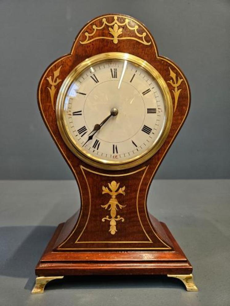 Aspreys Brass Inlaid Edwardian Mantel Clock - Image 4