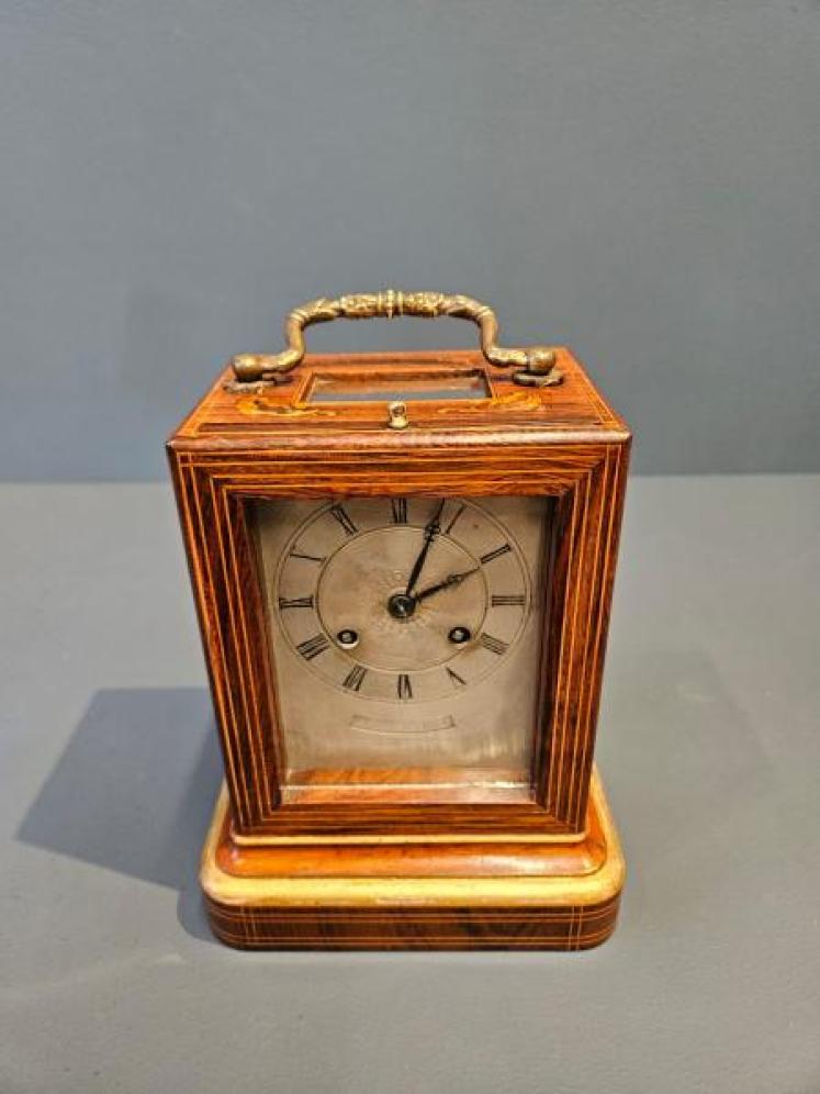 Regency Inlaid Rosewood Bell Chiming Mantel Clock - Image 1