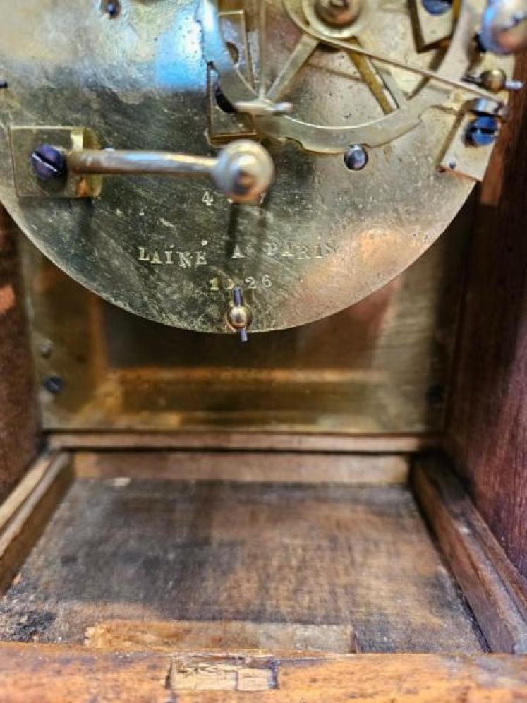 Regency Inlaid Rosewood Bell Chiming Mantel Clock - Image 7