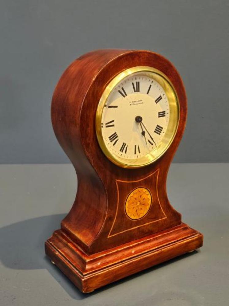 Edwardian Sunflower Inlay Balloon Clock - Image 3