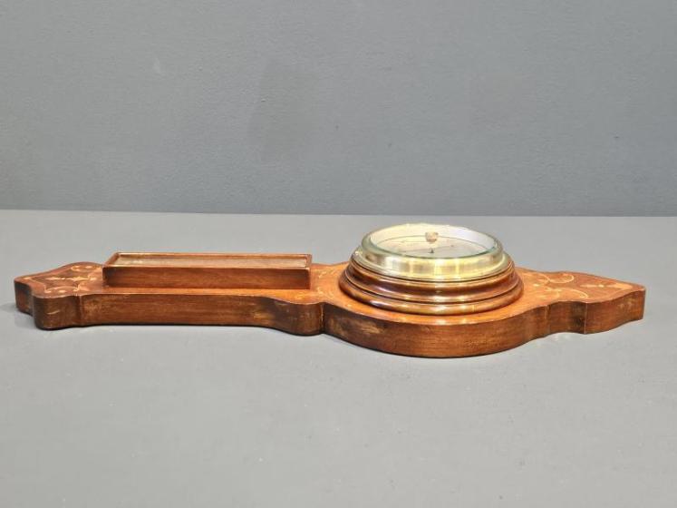 Small Edwardian Inlaid Mahogany Banjo Barometer - Image 4