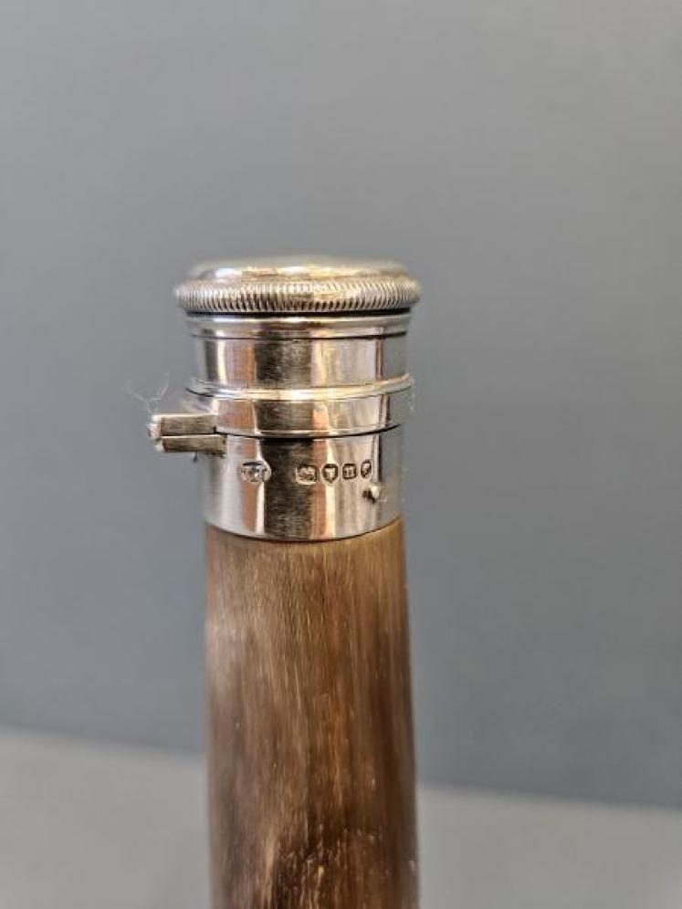 Unusual Victorian Horn and Silver Hunting Flask - Image 3