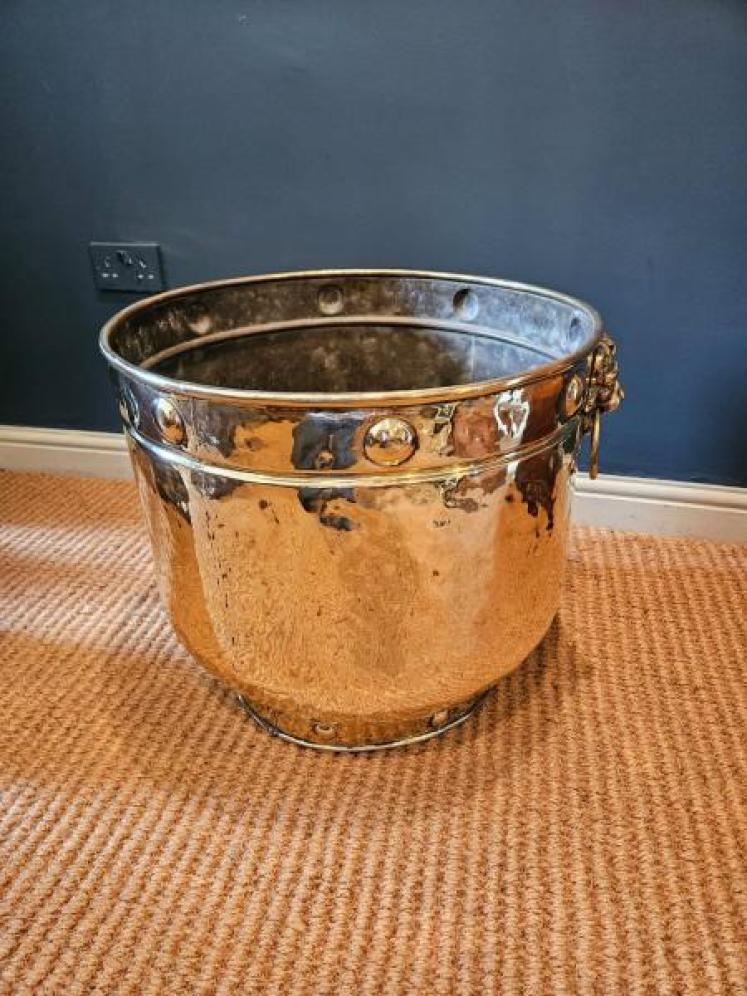 Large Victorian Brass Log Bin  - Image 1