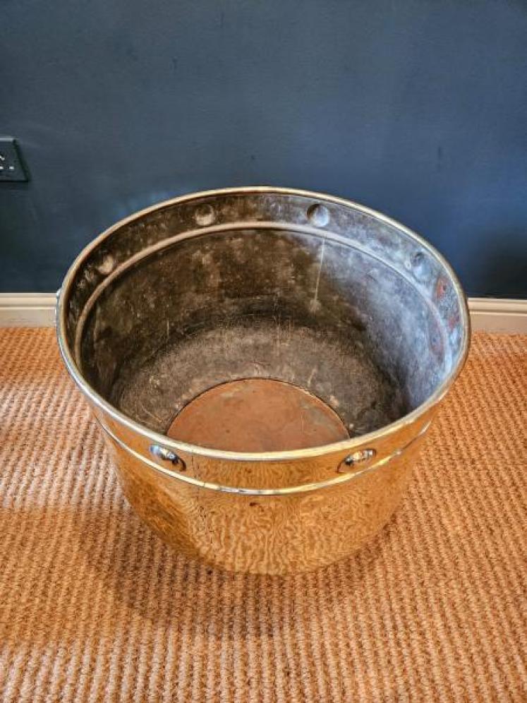 Large Victorian Brass Log Bin  - Image 2