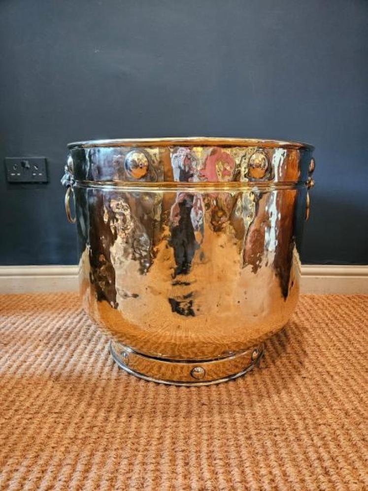 Large Victorian Brass Log Bin  - Image 4