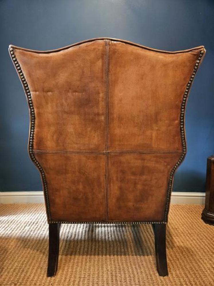 1920's Tan Leather Wing Back Arm Chair  - Image 7