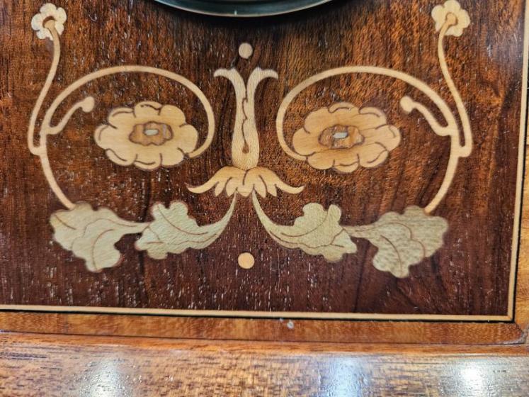 Edwardian Mantel Clock Inlaid With Poppies  - Image 3