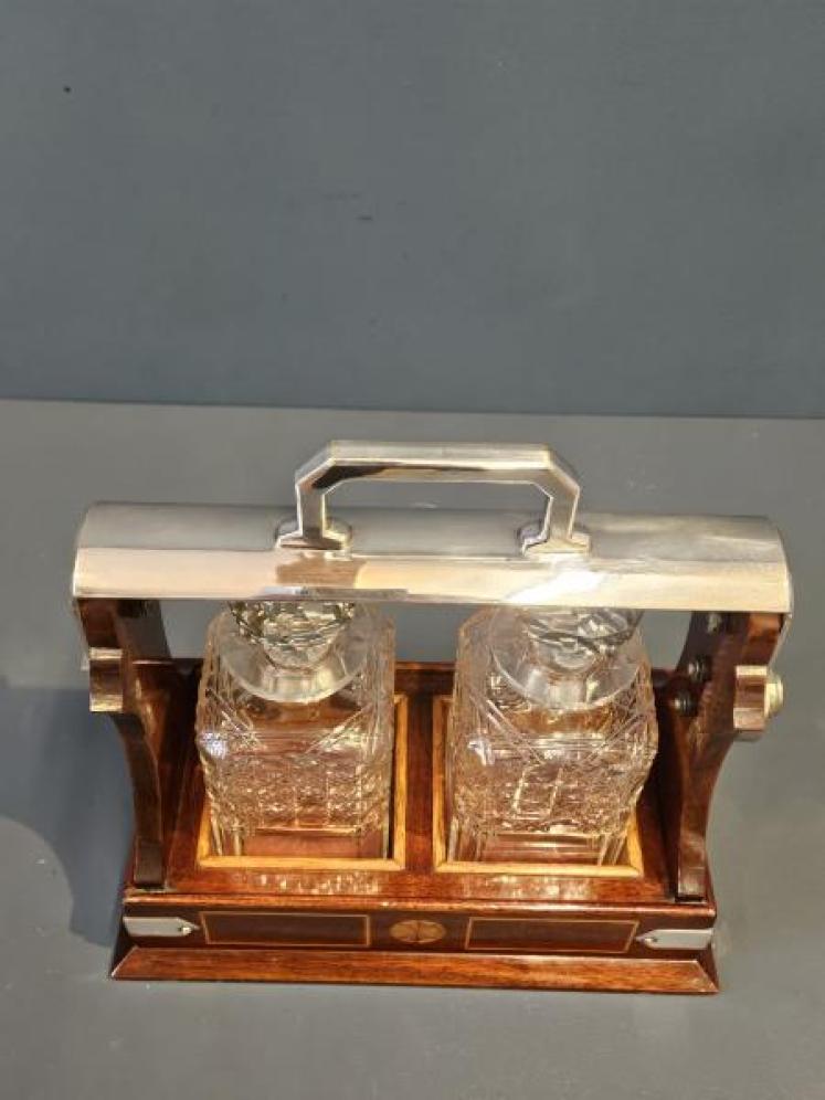 Late Victorian Mahogany Two Bottle Tantalus - Image 3