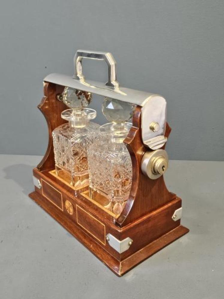 Late Victorian Mahogany Two Bottle Tantalus - Image 6