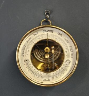 Skeletonised Marine Barometer with Crescent Thermometer