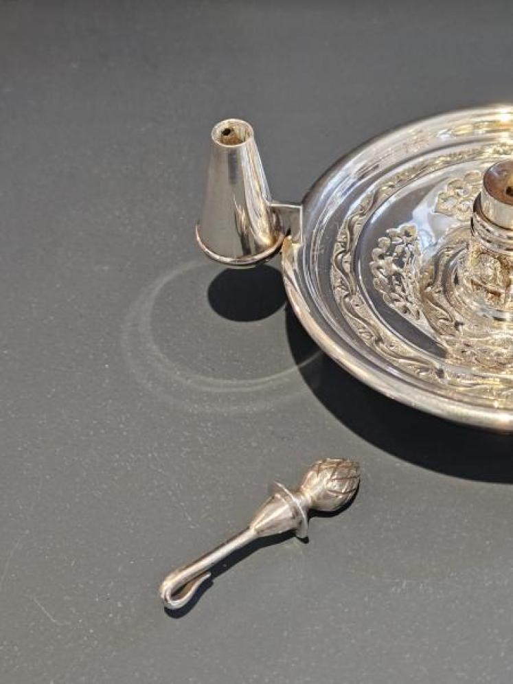Unusual Victorian Silver Chamber Stick Table Light - Image 4