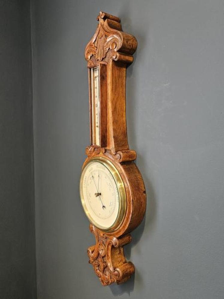 Quality Victorian Small Proportion Banjo Barometer - Image 6