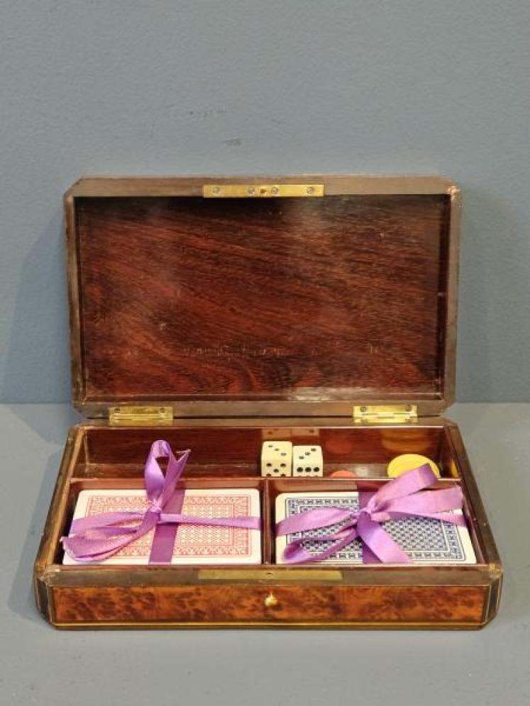 Mid Victorian Amboyna and Brass Inlaid Card Box - Image 6