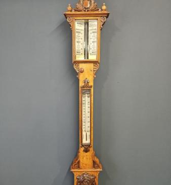 Victorian Oak Seacoast Stick Barometer 