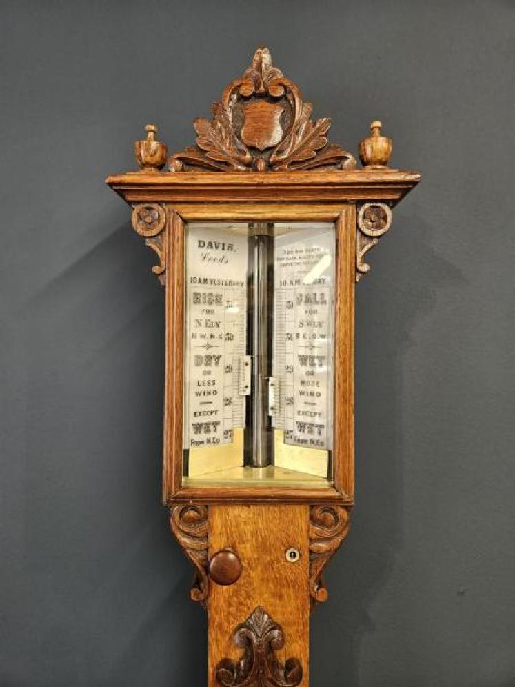 Victorian Oak Seacoast Stick Barometer  - Image 2