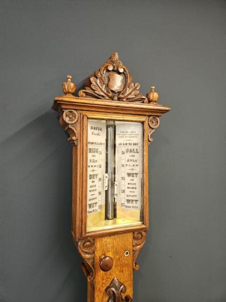 Victorian Oak Seacoast Stick Barometer  - Image 4
