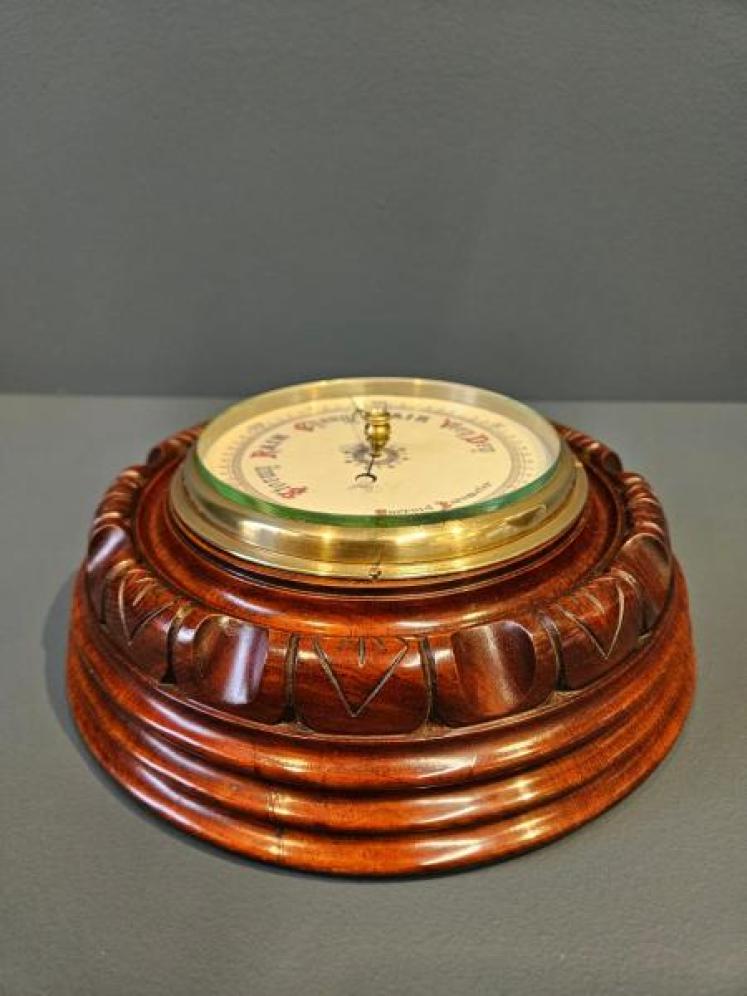 Outstanding Quality Victorian Carved and Turned Walnut Barometer - Image 2