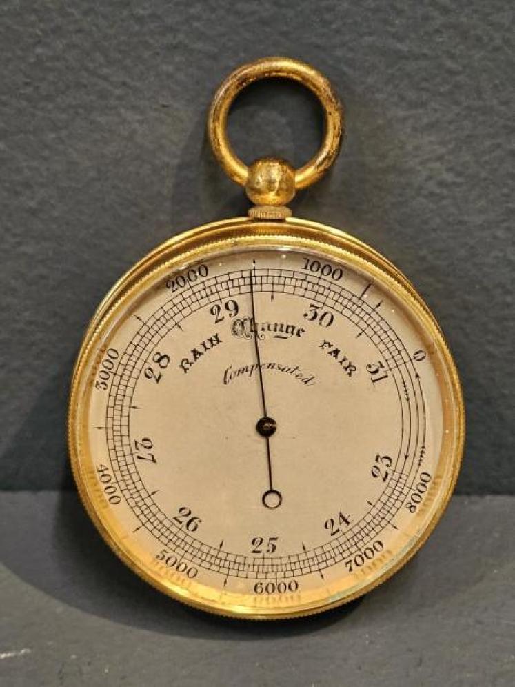 Victorian Gilt Brass Pocket Barometer  - Image 3