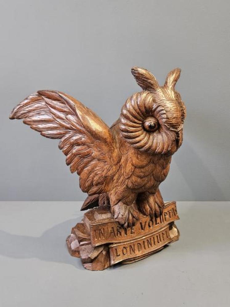 Large Victorian Carved Oak Long Eared Owl - Image 3