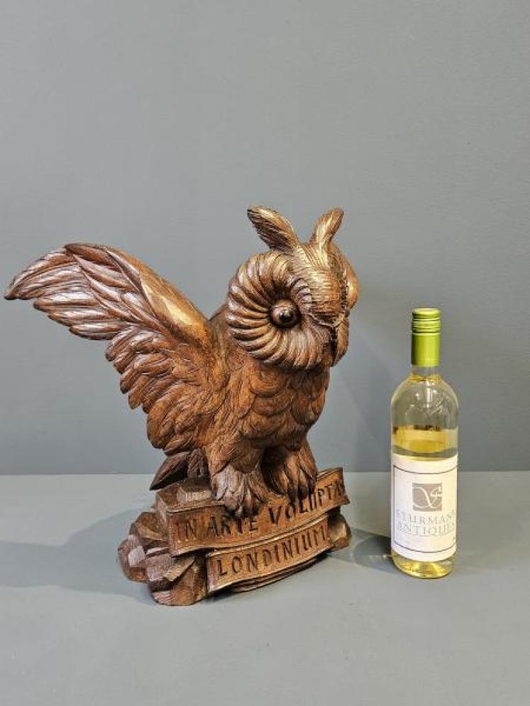 Large Victorian Carved Oak Long Eared Owl - Image 7