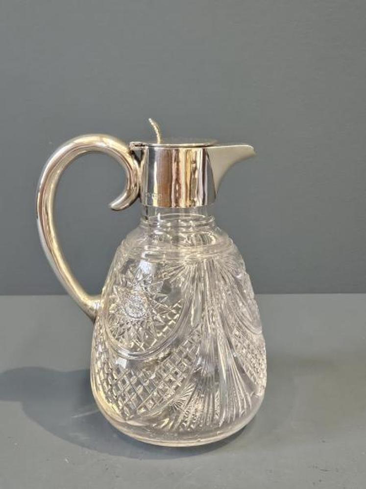 George V Silver Cut Crystal Claret Jug - Image 1