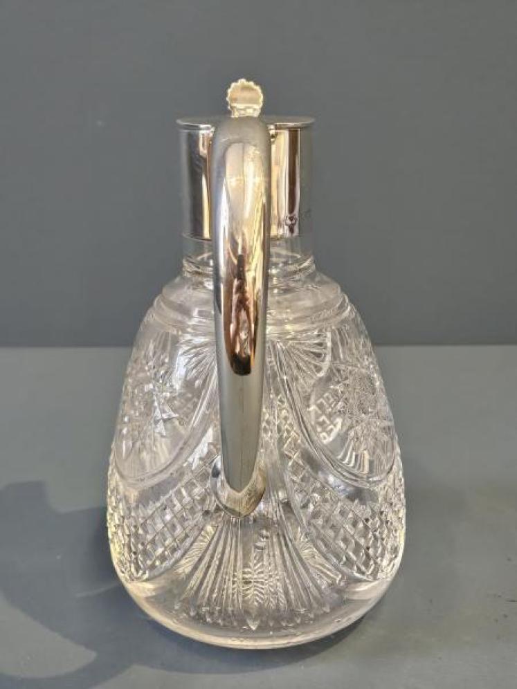 George V Silver Cut Crystal Claret Jug - Image 3