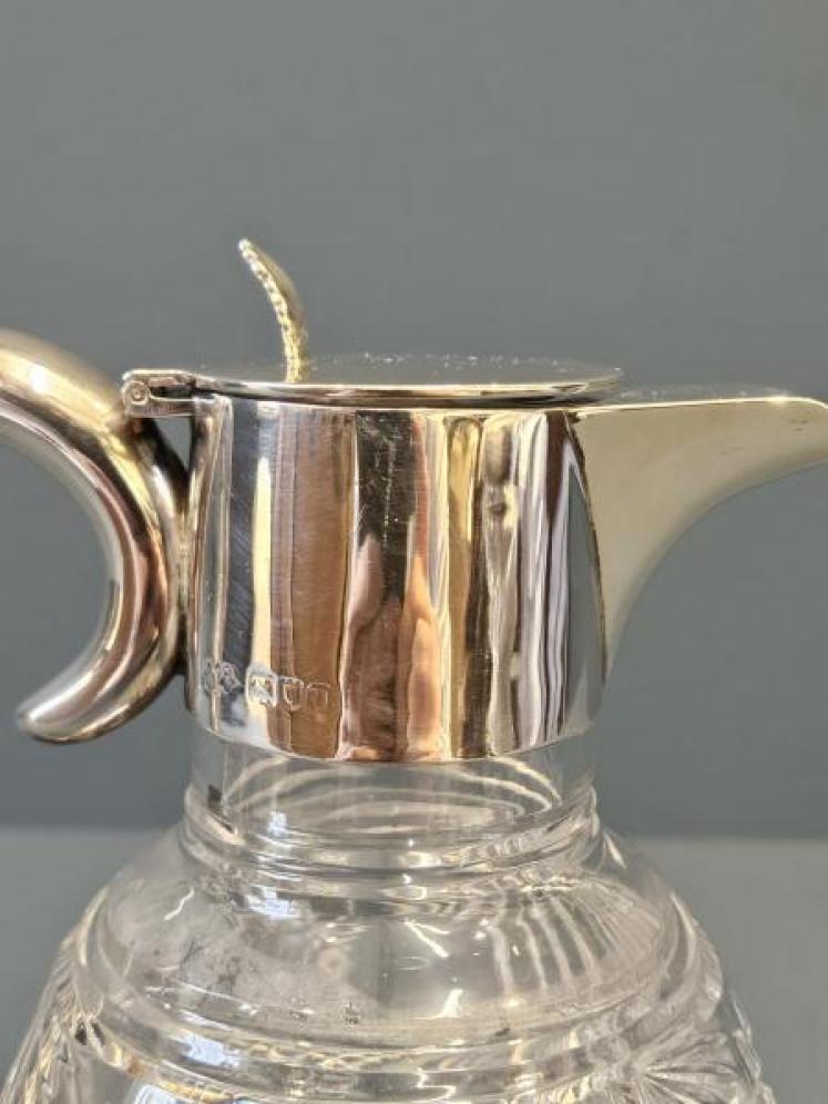 George V Silver Cut Crystal Claret Jug - Image 4