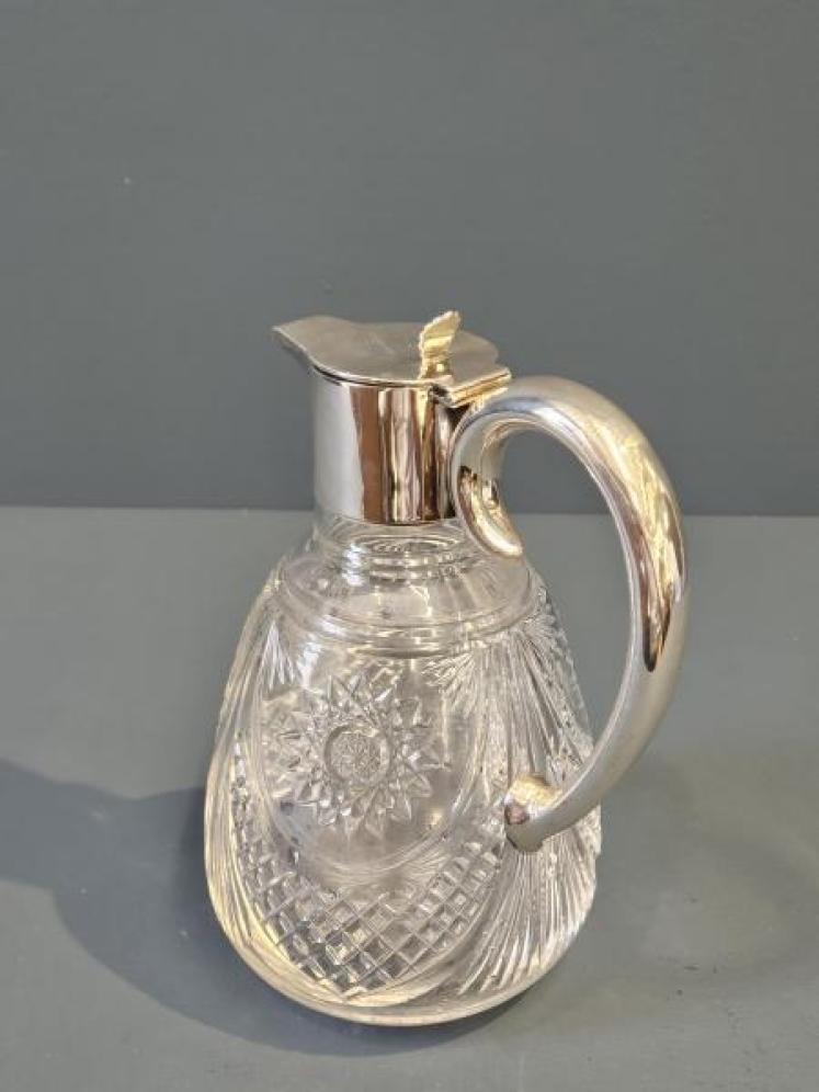 George V Silver Cut Crystal Claret Jug - Image 5