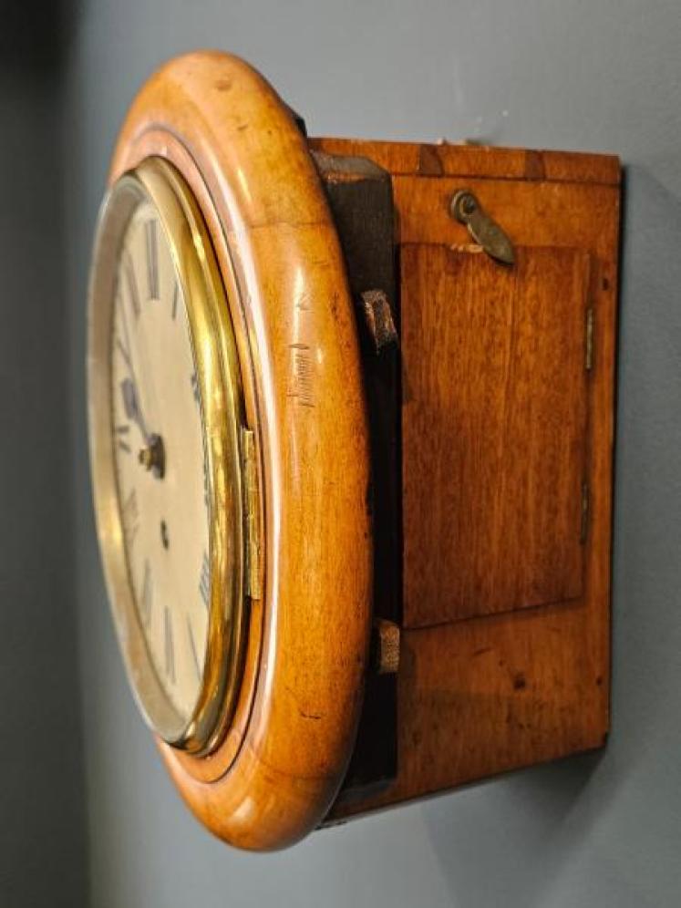 8" Dial Walnut Cased Fusee Dial Clock - Image 6