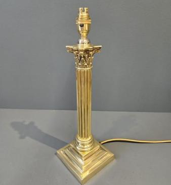 Edwardian Brass Corinthian Column Table Lamp