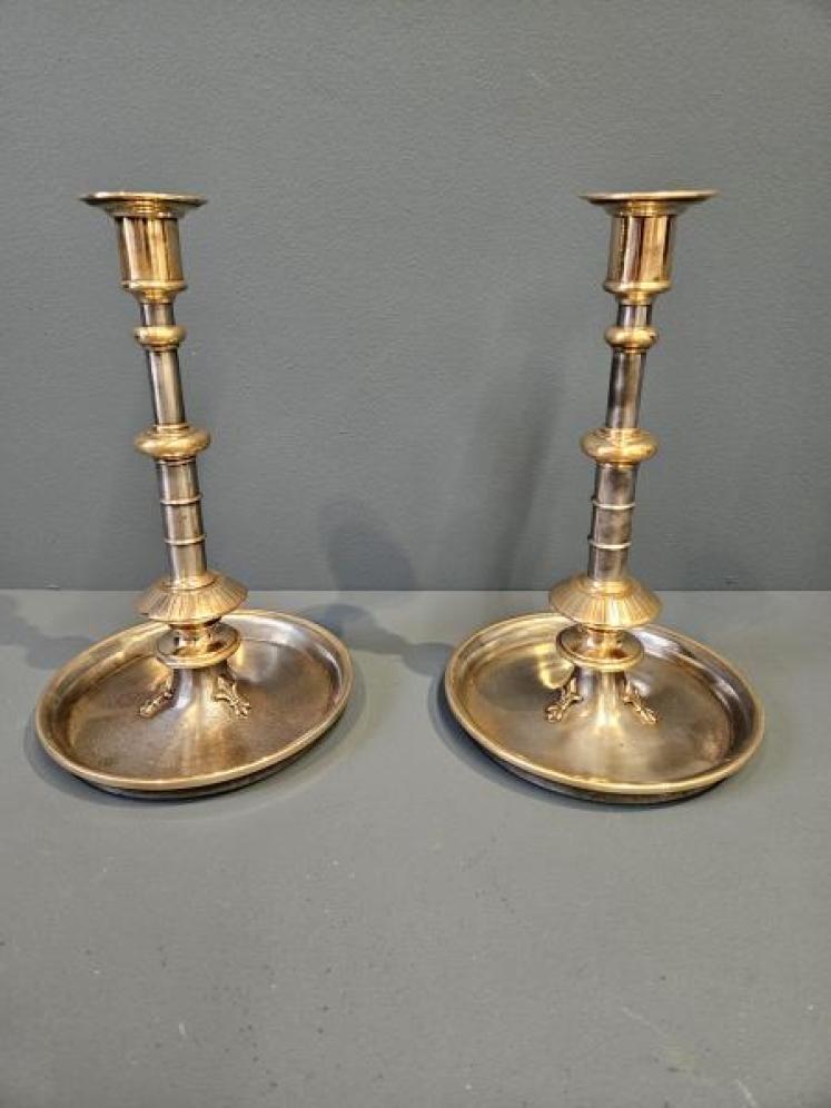 Superb Early Victorian Cast Iron And Bronze Candlesticks - Image 1
