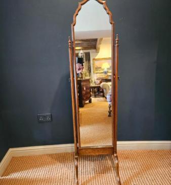 Edwardian Walnut Cheval Mirror