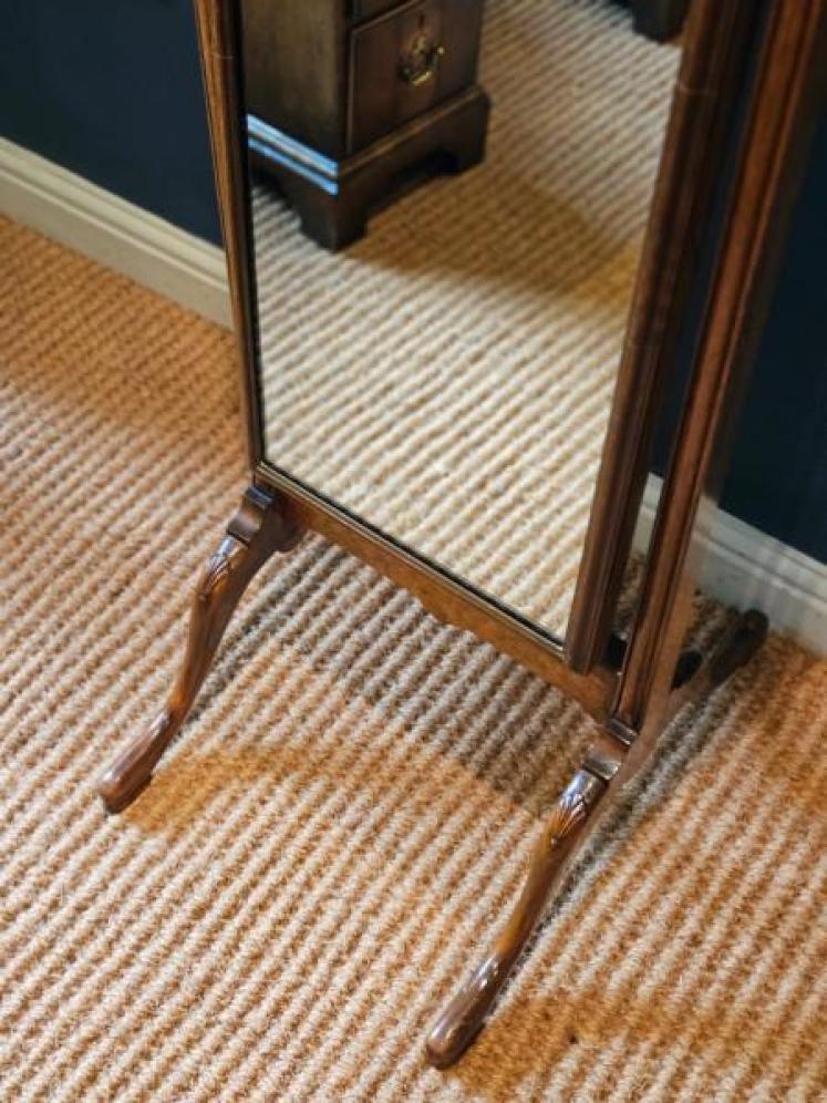 Edwardian Walnut Cheval Mirror - Image 4