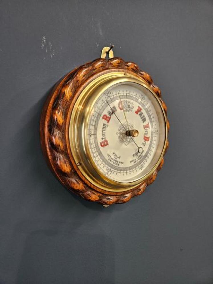 Victorian Oak Ships Barometer - Image 4