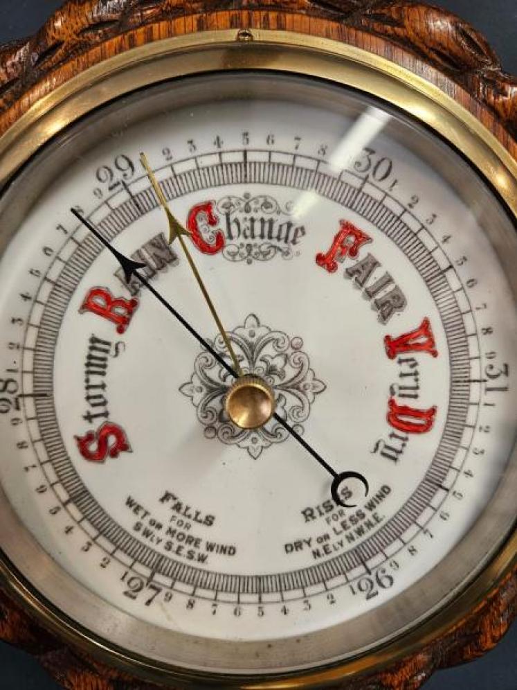 Victorian Oak Ships Barometer - Image 5