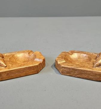 Matching Pair of Thompsons of Kilburn Mouseman Ash Trays