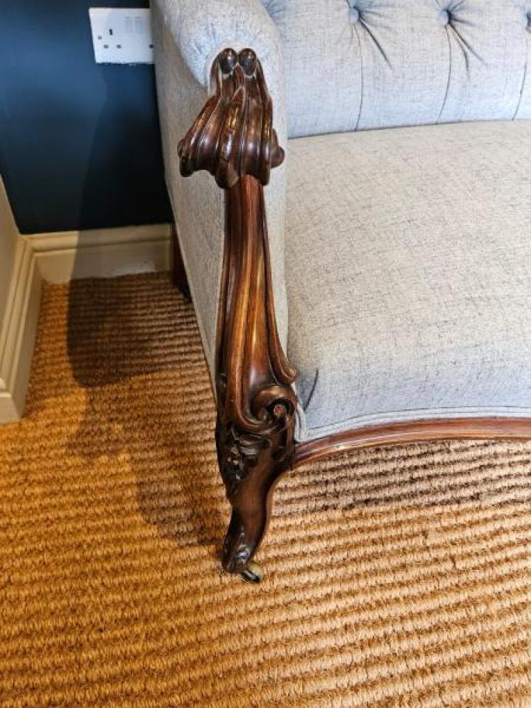 Early Victorian Rosewood Framed Sofa - Image 3